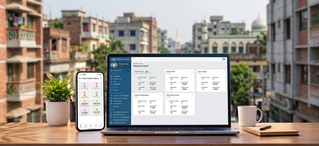 ল্যাপটপ ও মোবাইলে ভাড়ার হিসাব ড্যাশবোর্ড